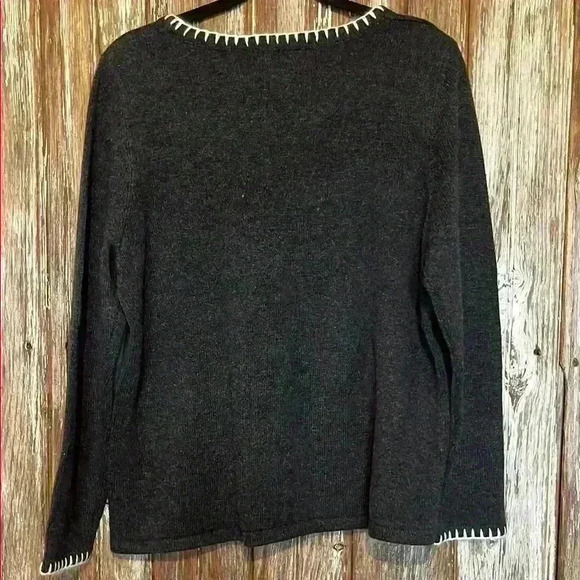 VINTAGE CJ BANKS Charcoal Women's Sweater with hand embroidered design - Picture 3 of 4